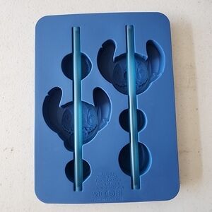Disney Stitch silicone ice tray with straws